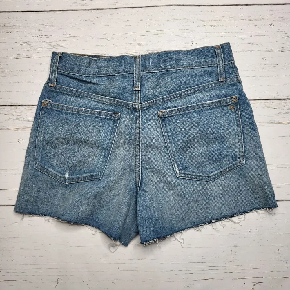 Madewell Perfect Jean Shorts Raw Hem High Rise Cutoffs Medium Bowman Wash 27